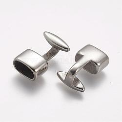 304 Stainless Steel Hook Clasps, For Leather Cord Bracelets Making, Stainless Steel Color, 22x15x9mm, Hole: 5.5x11mm