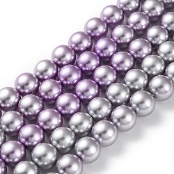 Perle di perle di vetro di grado ecologico, perlato, tondo, lilla, 12mm, Foro: 1.2 mm, circa 35pcs/filo, 15.94'' (40.5 cm)