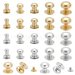 WADORN 80pcs Round Head Stud Rivets, 5 Sizes Mini Knobs Drawer Pulls Metal Head Pull Handle for Vintage Antique Drawer Cabinet Nipple Stud Rivets for Jewelry Boxes Phone Case Wooden Cases