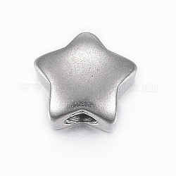 304 perline in acciaio inossidabile, stella, colore acciaio inossidabile, 11x11x6mm, Foro: 3.5 mm
