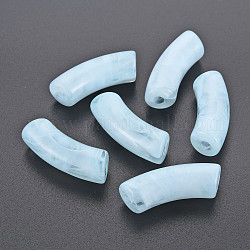 Transparent Acrylic Beads, Imitation Gemstone Style, Curved Tube, Light Steel Blue, 34x11.5x13mm, Hole: 3.5mm, about 150pcs/500g