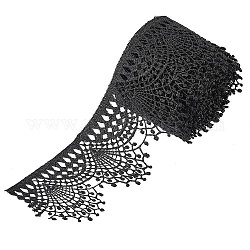 Кружевные ленты из полиэстера, кружевная отделка по краю в форме ракушки, для пошива одежды, чёрные, 2-1/2 дюйм (65 мм), около 4.21~4.32 ярда/карты