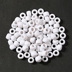 Resina perline europei, grandi perle barile buco, bianco, 8x5~6mm, Foro: 4 mm