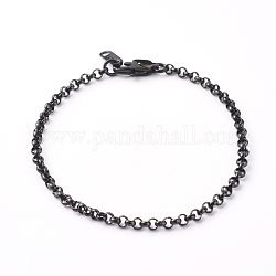 304 acero inoxidable pulseras de cadena rolo, electroforesis negro, 7-1/2 pulgada (19 cm)