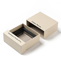 Boîtes à tiroirs en papier cartonné pour bijoux, avec des vitrines de bijoux flottantes en plastique carré et en film pe, rectangle avec mot, papayawhip, 10.7x10.35x4.25 cm