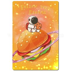 Tinplate Sign Poster, Vertical, for Home Wall Decoration, Rectangle with Word Follow Your Dreams, Hamburger Pattern, 300x200x0.5mm