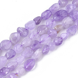 Chapelets de perles en améthyste naturelle, pépites, pierre roulée, 5~11x5~8x3~6mm, Trou: 0.8mm, environ: 52~56 perle / Chapelet, 15.94 pouce (40.5 cm)