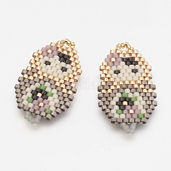 MIYUKI & TOHO Handmade Japanese Seed Beads Links, Girl Pattern, Silver, 30x17x2mm, Hole: 1~2mm