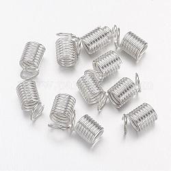 Iron Coil Cord Ends, Silver, 9x5mm, about 1220pcs/500g