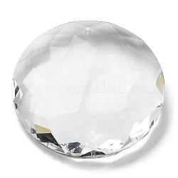 Transparente Glas große Anhänger, facettiert, flache runde Charme, für Kronleuchter Kristall hängende Anhänger, Transparent, 74x18.5 mm, Bohrung: 2.5 mm
