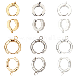 MAYJOYDIY US 12Pcs 6 Style 201 Stainless Steel Huggie Hoop Earring Findings, with 316 Surgical Stainless Steel Pins, Golden & Stainless Steel Color, 15.5~20x14~18x3mm, Hole: 1.4~2.5mm, Pin: 1mm, 2Pcs/style