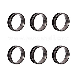 Yilisi 6Pcs 6 Sizes Stainless Steel Grooved Finger Ring Settings, Ring Core Blank, for Inlay Ring Jewelry Making, Gunmetal, 1pc/size