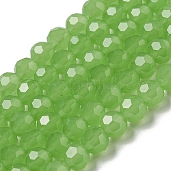 Supporti per perle di vetro imitazione giada, sfaccettato, tondo, verde chiaro, 6mm, Foro: 1 mm, circa 98pcs/filo, 20.47'' (52 cm)