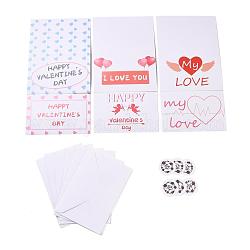 Rectangle Paper Greeting Cards, with Rectangle Envelope and Flat Round Self Adhesive Paper Stickers, Valentine's Day Wedding Birthday Invitation Card, Word, 198x149x0.3mm