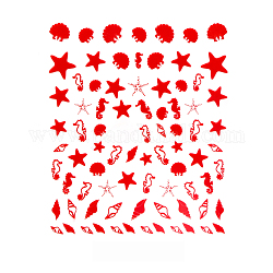3d наклейки для ногтей с изображением морского конька и бантом, искусство дизайна ногтей на самоклейке, украшения для кончиков ногтей на ногах, красные, океан тематический узор, 90x77 мм