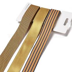 9 Yard 3 Stile Polyesterband, für DIY Handarbeit, Haarschleifen und Geschenkdekoration, Karamell-Farbpalette, dunkel Goldrute, 1~1-1/8 Zoll (25~28 mm), ca. 3 Meter/Stil