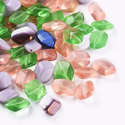 Perles de verre tchèques, losange, couleur mixte, 14x10x6mm, Trou: 1mm, environ 120 pcs / sachet 