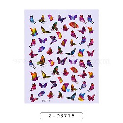 Pegatinas de uñas, autoadhesivo, para decoraciones con puntas de uñas, patrón de mariposa, color mezclado, 10x8 cm