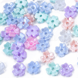 Coupellles en résine imitation perle, 4 pétales, fleur, couleur mixte, 6x6x1.5mm, Trou: 1.2mm