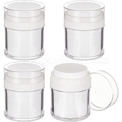 Acrylic Airless Pump Jars, Empty Makeup Cosmetic Jar Containers, Refillable Travel Lotion Jar, for Thick Moisturizer, Skincare Cream, White, 6.3x7.7cm, Capacity: 50ml(1.69 fl. oz)