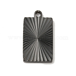Placage ionique (ip) 304 pendentifs en acier inoxydable, charme rectangle, noir, 21x11.5x1.9mm, Trou: 1.8mm