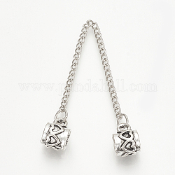 Alloy European Beads, with Iron Safety Chains, For European Bracelet Making, Donut, Antique Silver, 99mm, Hole: 4mm