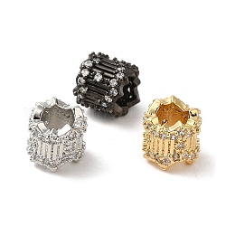 Perles de placage en laiton avec zircone cubique de micro pave, sans cadmium et sans plomb, colonne, couleur mixte, 9.5x9.5mm, Trou: 5.5mm