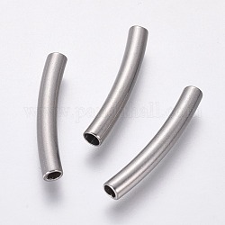 304 de acero inoxidable tubo curvado abalorios, color acero inoxidable, 20x3mm, agujero: 1.6 mm