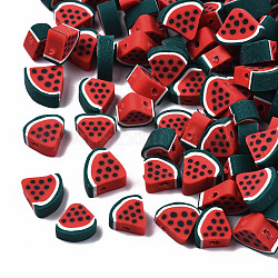Manuell Polymer Ton Perlen, Wassermelonenscheibe, rot, 9.5~10.5x10~10.5x4.5~5 mm, Bohrung: 1.8 mm