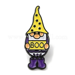 Gnome d'Halloween avec des épingles en émail pour femmes, Broche en alliage noir d'électrophorèse pour vêtements de sac à dos, or, 30x12x1mm