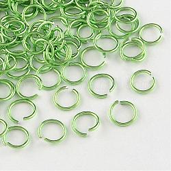 Filo di alluminio anelli aperti di salto, prato verde, 20 gauge, 6x0.8mm, diametro interno: 5mm, circa 2150pcs/50g