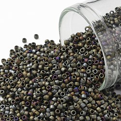 Toho perles de rocaille rondes, Perles de rocaille japonais, (614) couleur mate brun iris, 15/0, 1.5mm, Trou: 0.7mm, environ 15000 pcs/50 g