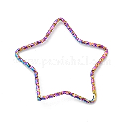 304 Edelstahl verbindet Ringe, strukturiert, Stern, Regenbogen-Farb, 26x27x1 mm, Innendurchmesser: 21x24 mm