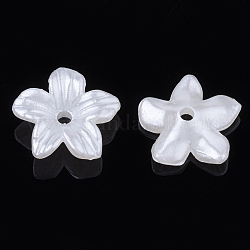 5-Petal ABS Plastic Imitation Pearl Bead Caps, Flower, Creamy White, 11.5x11x3.5mm, Hole: 1.5mm