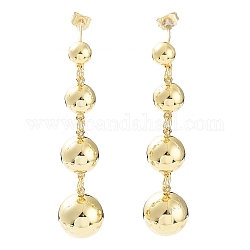 Brass Round Ball Dangle Stud Earrings for Women, Real 18K Gold Plated, 52x12mm