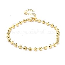 Bracelets à chaîne à billes en laiton plaqué en rack pour femmes, Plaqué longue durée, sans plomb et sans cadmium, véritable 18k plaqué or, 7-1/4 pouce (18.5 cm), perle: 4 mm