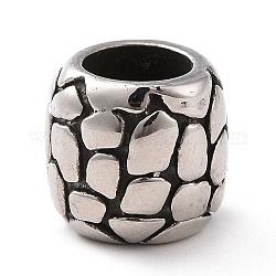 304 Stainless Steel Large Hole Beads, Column, Antique Silver, 11x12mm, Hole: 7mm