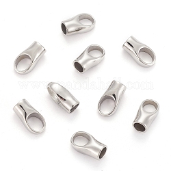 304 Stainless Steel Cord Ends, End Caps, Stainless Steel Color, 19x10x8mm, Hole: 7x9mm, 6mm inner diameter