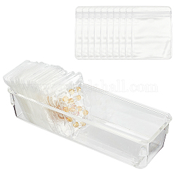 Pandahall элитный прямоугольный пластиковый настольный органайзер для хранения ювелирных изделий, с застежкой-молнией из ПВХ, прозрачные, ящики для хранения органайзера: 22x7.7x5.5 см, 1 PC, сумки: 8x6 см, 50 шт