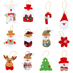 Superfindings 12 pz 12 stili decorazioni natalizie con pendente in velluto con campana, per la decorazione da appendere all'albero di Natale, forme misto, colore misto, 144~165mm, ciondoli:107~140x73~98x15~26mm, 1pc / style