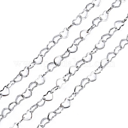 304 Stainless Steel Cross Chains, Decorative Heart Chains, Soldered, Stainless Steel Color, 4x0.5mm