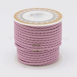 Cable trenzado de cuero de vaca, cuerda de cuero para pulseras, flamenco, 4mm, alrededor de 5.46 yarda (5 m) / rollo