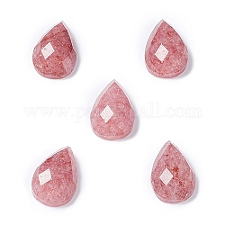 Natürliche Erdbeerquarz-Cabochons, facettierten Tropfen, 12.5~13x8.5~9x4.5~5 mm