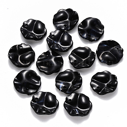 Acrylic Pendants, Imitation Gemstone Style, Waved Flat Round, Black, 19.5x19.5x5mm, Hole: 1.8mm, about 650pcs/500g