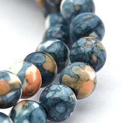 Synthetischen Meer weißer Jade runde Perle Stränge, gefärbt, Stahlblau, 8 mm, Bohrung: 1 mm, 49 Stk. / Strang, 15.7 Zoll