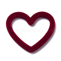 Ciondoli in resina floccata, cuore, rosso scuro, 36x41x4mm, Foro: 1.5 mm