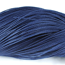 Cordon rond en polyester ciré, cordon ciré taiwan, cordon torsadé, bleu de Prusse, 1.5mm, environ 415.57 yards (380m)/paquet