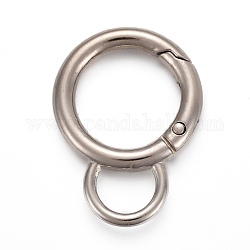 Legierung Feder Tor Ring, mit Schleife, Kreis Schlüsselringe, für Handtaschenschmuck Dekoration, cadmiumfrei und bleifrei, Platin Farbe, 38x29x4 mm, Bohrung: 10.5x7 mm