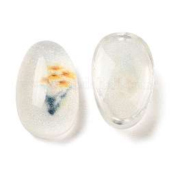 Cabujones de resina epoxi transparente, con polvo del brillo, Claro, flor, 15x9x6mm