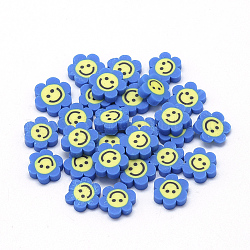 手作り樹脂クレイカボション  笑顔の花  ドジャーブルー  9~11x9~11x2~3mm